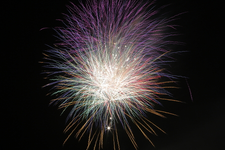 fireworks over the lakeの写真素材