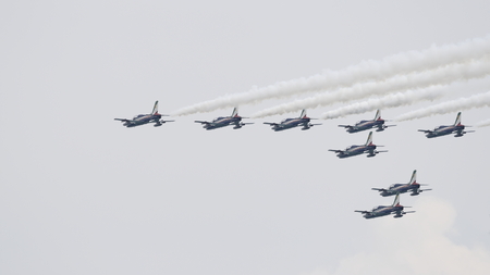 tricolor arrows aerobatic team - Port of Dusano- Lake Garda Italyのeditorial素材