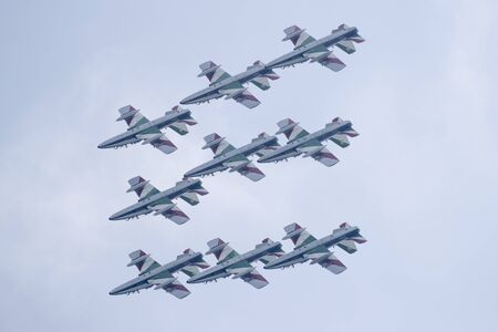 tricolor arrows aerobatic team - Port of Dusano- Lake Garda Italy 20160821のeditorial素材