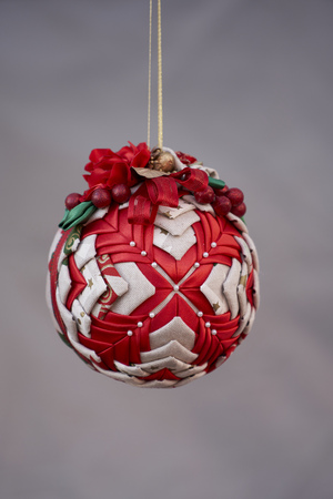 ball decorated and hung as a Christmas ornamentの写真素材