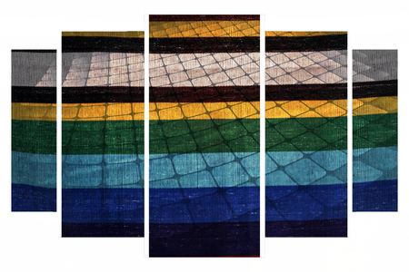 multicolored panels on a white background