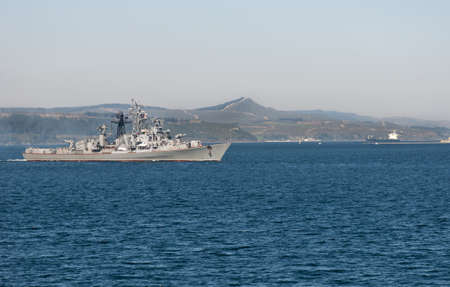 Turkish warship steaming down the Dardanelles towards the open Aegean Sea.  Bringing memories of the...