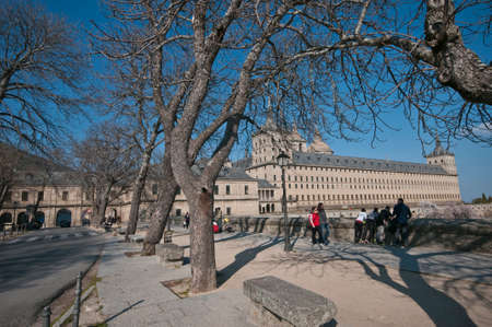 The monastery of El Escorial, Spain in spring.  Finished in 1584 by king Felipe II, it hold the bodies of most of the kings and  queens of Spain.のeditorial素材