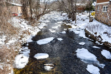 river in the winterの写真素材