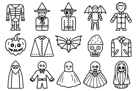 Halloween icons set. Outline set of halloween vector icons for web design isolated on white backgroundのイラスト素材
