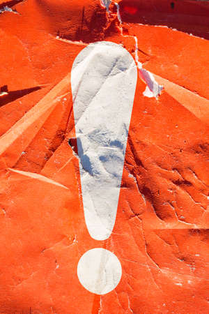 destroyed warning exclamation mark on the groundの写真素材