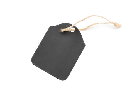 black empty price tag against white backgroundの写真素材