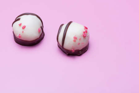 pralines on a violet backgroundの写真素材