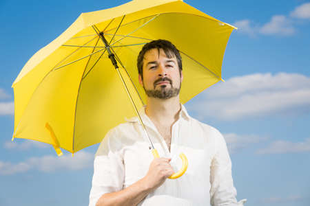 My yellow umbrellaの写真素材