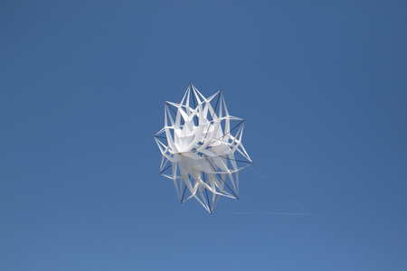 a white star flower at the kite festival at the sea geeste germany photographed in close upの写真素材