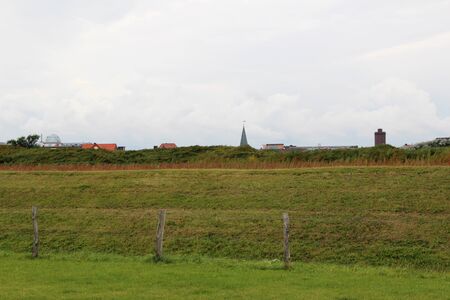 View on the green dike at the northern sea island