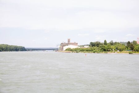 Distant view on the buildings and the nature at the rhine river in Koblenz Germany