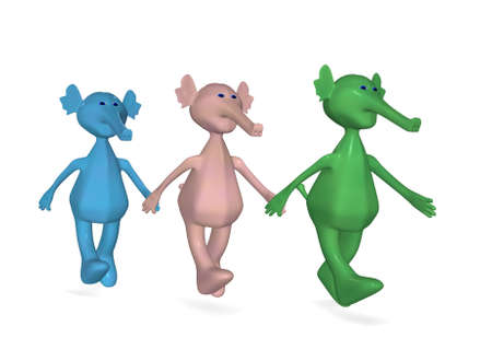 three colored elephantsの写真素材