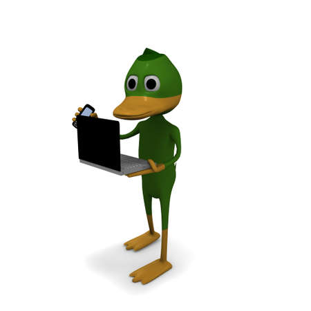 duck, laptop and mobile phoneの写真素材