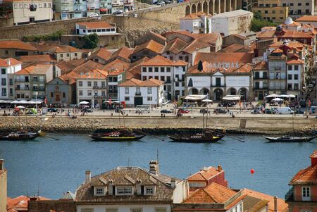 Colored roofs and the Douro river in Porto, Portugalのeditorial素材