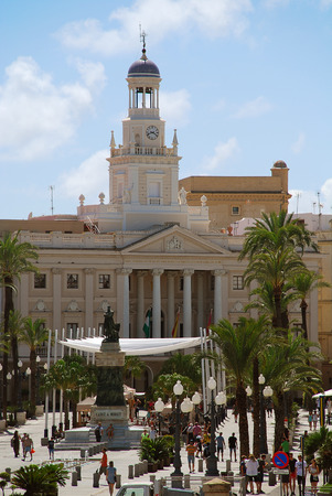 The Ayuntamiento is the town hall of Cadiz's Old City. It is located at the Plaza de San Juan de Dios. Cadiz is a city and port in southwestern Spain, Europe.のeditorial素材