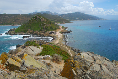 Coastal scene nearby the Pointe de la Parata, Ajaccio, Corsica, Franceの写真素材