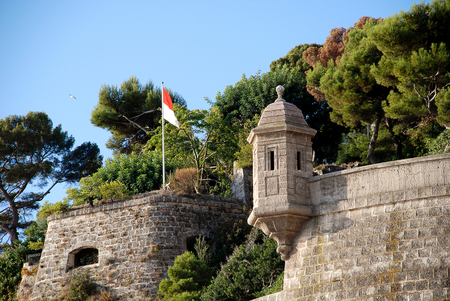 Monte Carlo Palace Wall with Watch Towerの写真素材