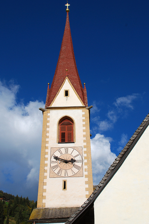 Parish Church of St. Nicholas (ital. San Nicolo), Ultental Valley, South Tyrol, Italyの写真素材