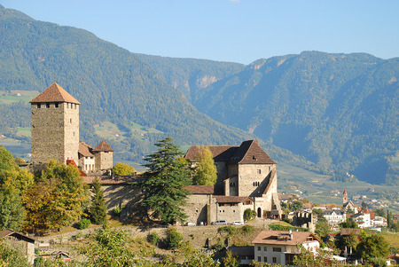 Tyrol Castle in Tirolo, South Tyrol, Italy. Tyrol Castle is home to the South Tyrolean Museum of Culture and Provincial Historyのeditorial素材