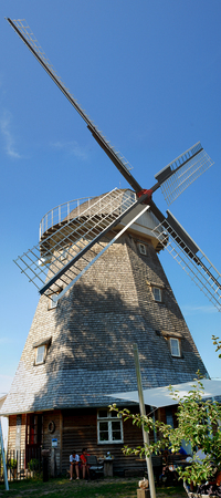 Windmill at Ahrenshoop, Darrs, Germany. Ahrenshoop is a municipality in Mecklenburg-Vorpommern, Germany on the Fischland-Dar?? -Zingst peninsula of the Baltic Seaの写真素材