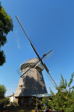 Windmill at Ahrenshoop, Darrs, Germany. Ahrenshoop is a municipality in Mecklenburg-Vorpommern, Germany on the Fischland-Dar?? -Zingst peninsula of the Baltic Seaの写真素材