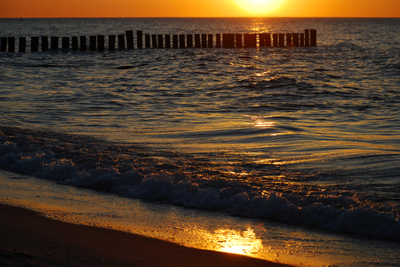 Baltic Sea coast in the evening in Kuehlungsborn, Germanyの写真素材