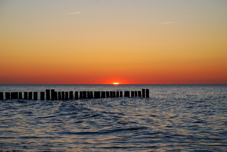 Baltic Sea coast in the evening in Kuehlungsborn, Germanyの写真素材
