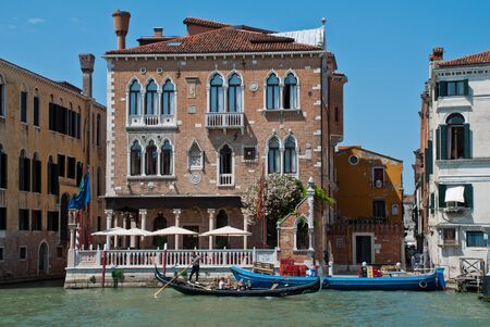Venice, Italy: Venetian palaces at the Grand Canal, View from Campo San Samuele, Venice, Italyの写真素材