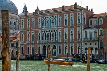 Venice, Italy: Venetian palaces at the Grand Canal, View from Campiello Traghetto, Venice, Italyの写真素材