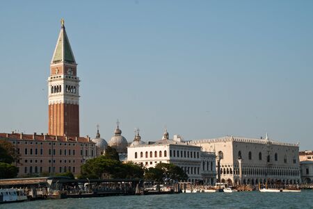 Venice, Italy: view of Campanile di San Marco and Ducale or Doge Palaceの写真素材