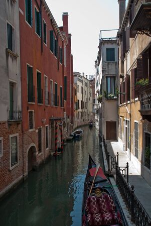 Venice, Italy. View of ancient buildings and narrow canal in San Marco, district in Veniceの写真素材