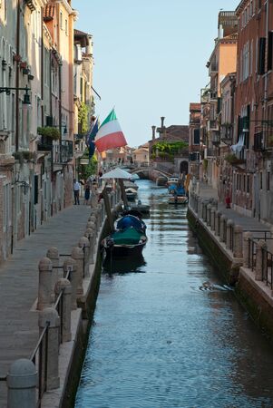 Venice, Italy: traditional buildings, Rio de la Fornace, district Dorsoduroの写真素材