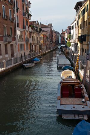 Venice, Italy: traditional buildings, Rio de la Fornace, district Dorsoduroの写真素材