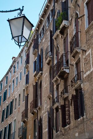 Venice, Italy: traditional buildings, Campo S. Bortolomio near Rialto Bridgeの写真素材