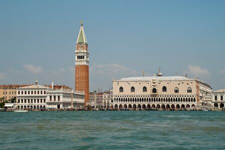 Venice, Italy: view from Giudecca Canal to the Piazza San Marco with Campanile and Doge's Palaceの写真素材