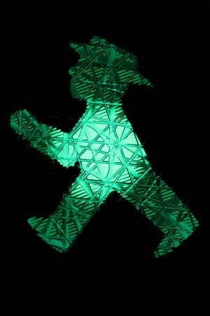 Red Pedestrian Traffic Light in Eastern Germany (Berlin)の写真素材