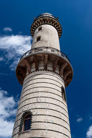 Warnemuende, Rostock, Germany: The Landmark of Warnemuende, old lighthouseの写真素材