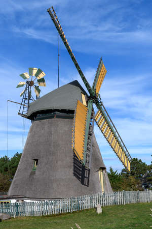 Nebel, Germany: Historic windmill in the village of Nebel on the North Frisian island of Amrum
