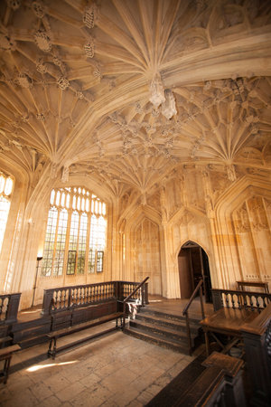 Divinty School, at the entrance to Convocation House, at The University of Oxford's Bodliean Library in the UKのeditorial素材