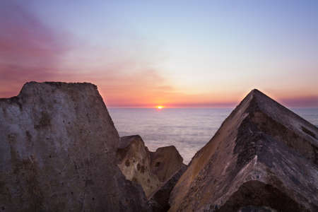 Sunset between the rocksの写真素材