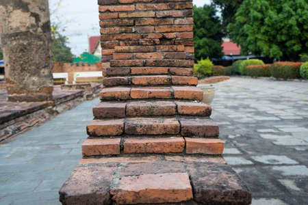The ancient wall was take a photo beside and look like stair.