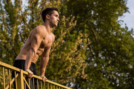 Man training in park. Healthy lifestyle concept