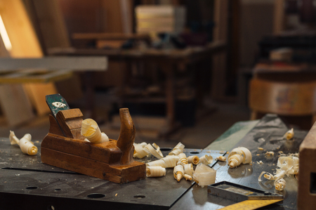 Wooden hand plane for woodworking and carpentry.の写真素材