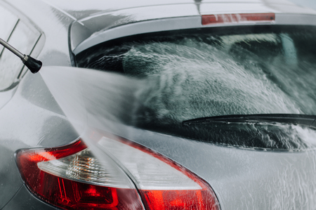 Cleaning Car Using High Pressure Water. Soft focus.の写真素材