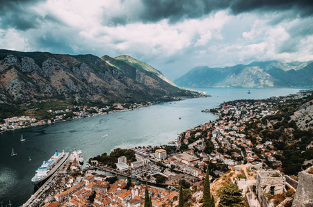 Beautiful cityscape of Kotor Bay, Montenegro.の写真素材