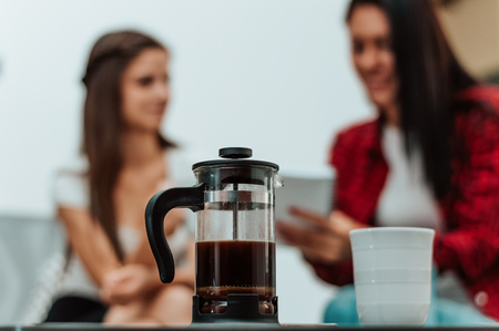 Woman having job interview in background.の写真素材