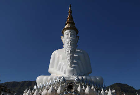 A famous place in Phetchabun, Thailand. Iconic buddha statues of Wat Pha Sorn Kaew.の写真素材