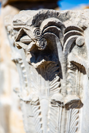 Detail of the ruins of the ancient city of Ephesus, Turkeyの写真素材