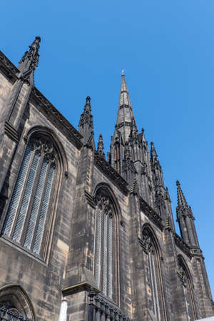 Church Spire, Old Town Edinburgh Scotland.の写真素材